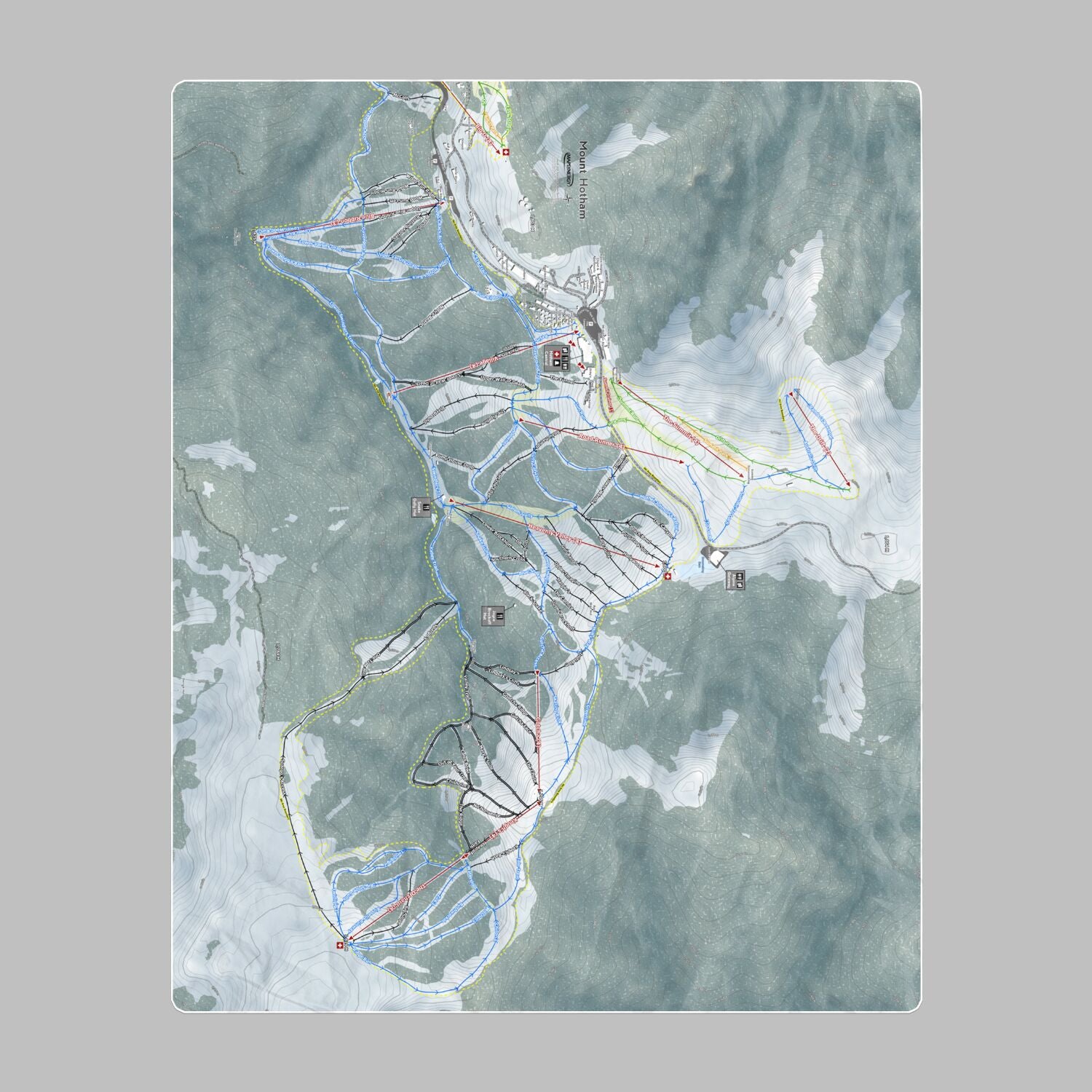 Mount Hotham, Australia Ski Resort Map Printed Beach Towel