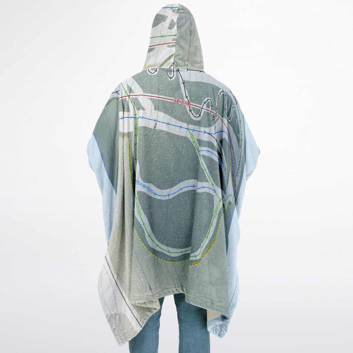 Nitehawk, Alberta Ski Resort Map Flannel Blanket Poncho