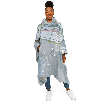 Mount Peter, New York Ski Resort Map Flannel Blanket Poncho