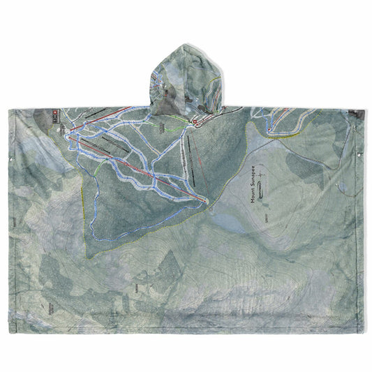 Mount Sunapee, New Hampshire Ski Resort Map Flannel Blanket Poncho