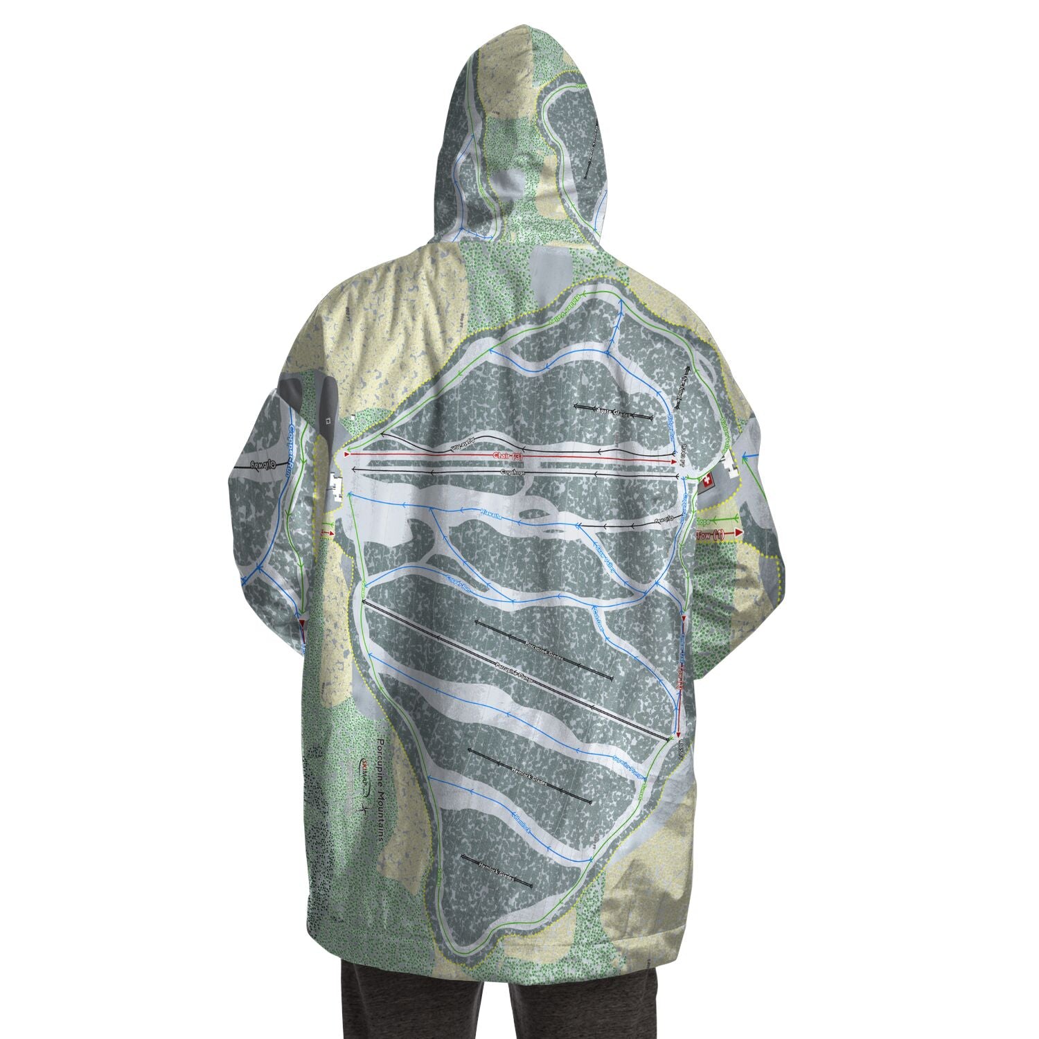Porcupine Mountains, Michigan Ski Trail Map Snug Hoodie - Powderaddicts