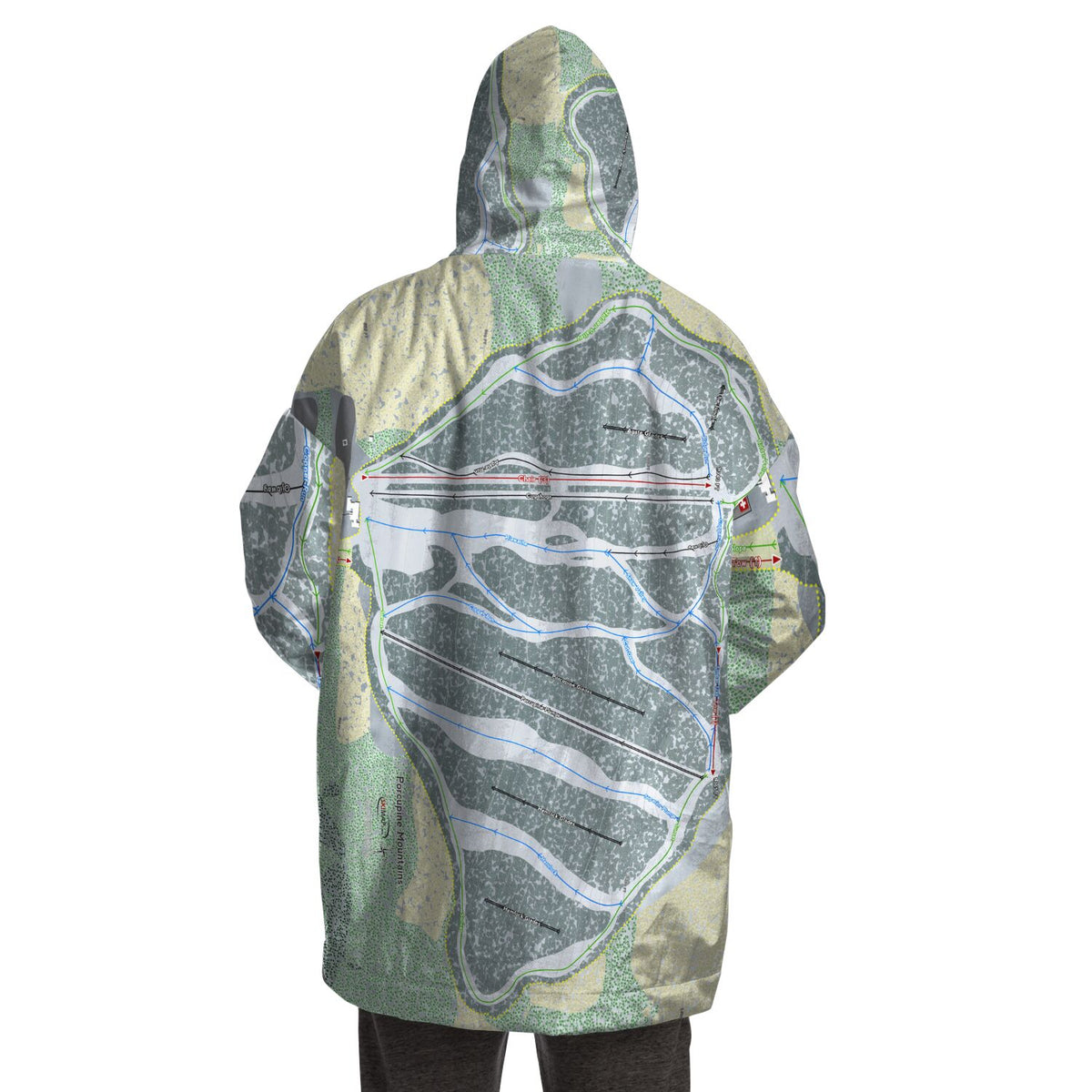 Porcupine Mountains, Michigan Ski Trail Map Snug Hoodie