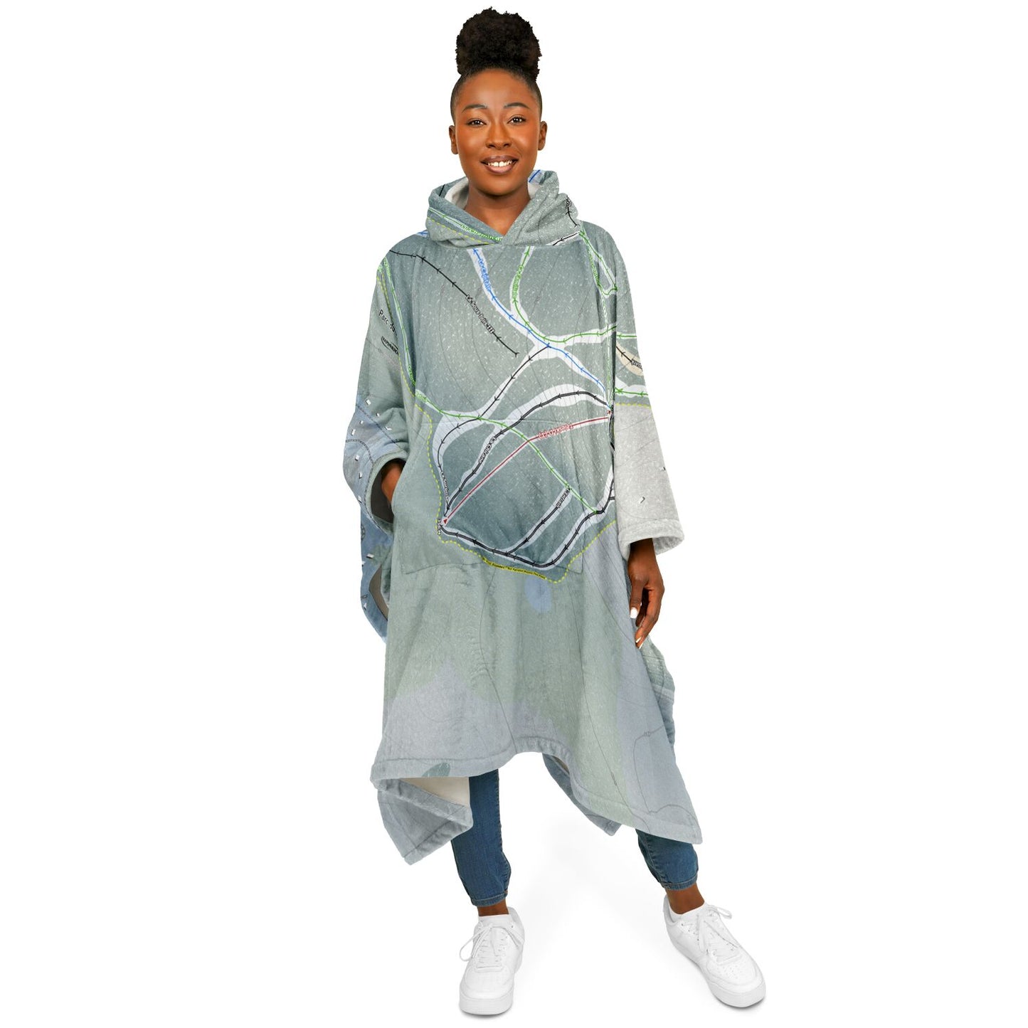 Parc Du Mont-Comi, Quebec Ski Resort Map Flannel Blanket Poncho