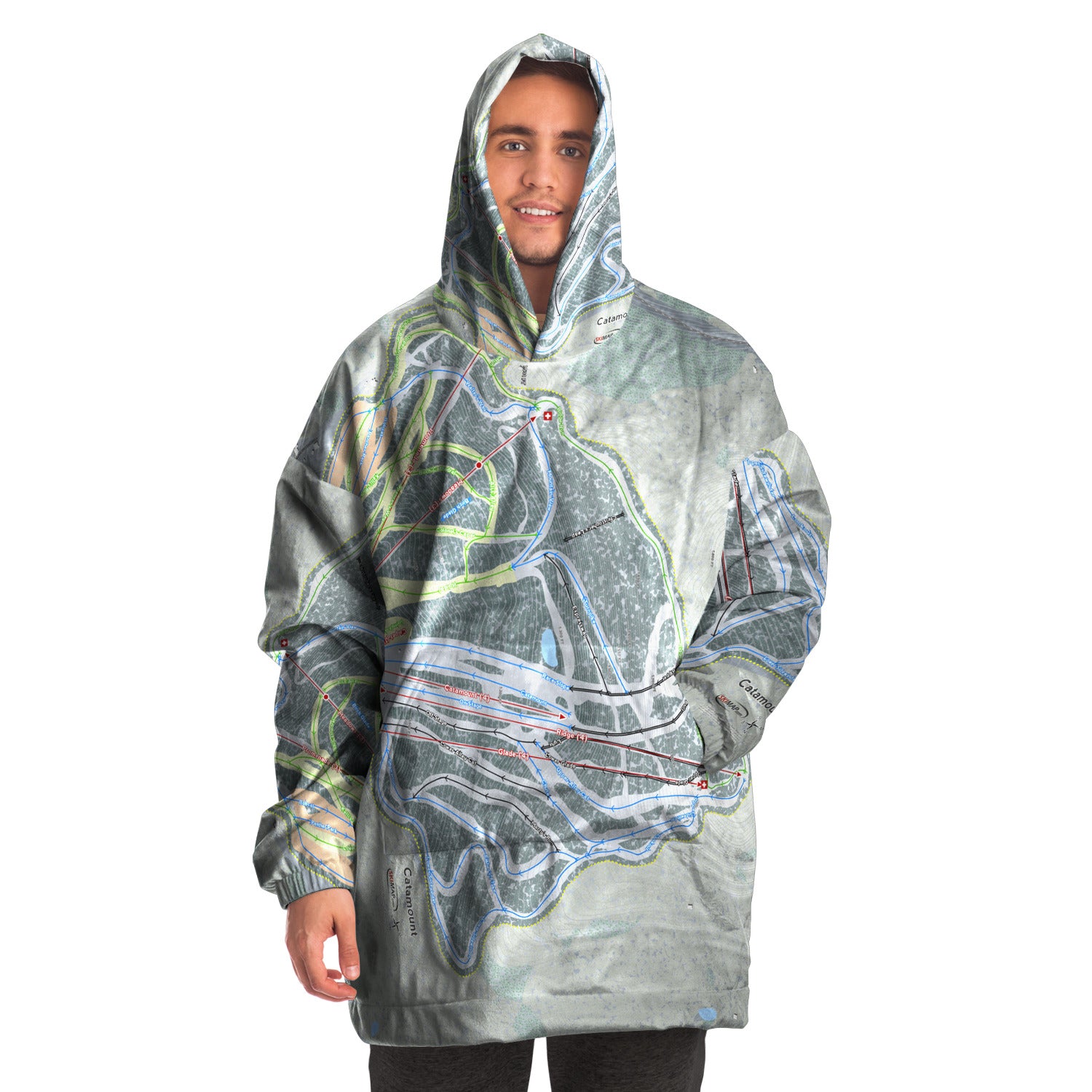 Catamount, New York Ski Trail Map - Snug Hoodie