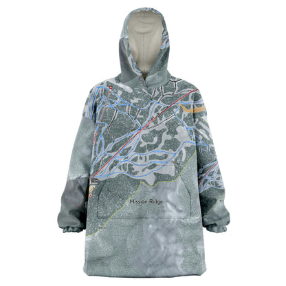 Mission Ridge, Washington Ski Trail Map - Snug Hoodie - Powderaddicts