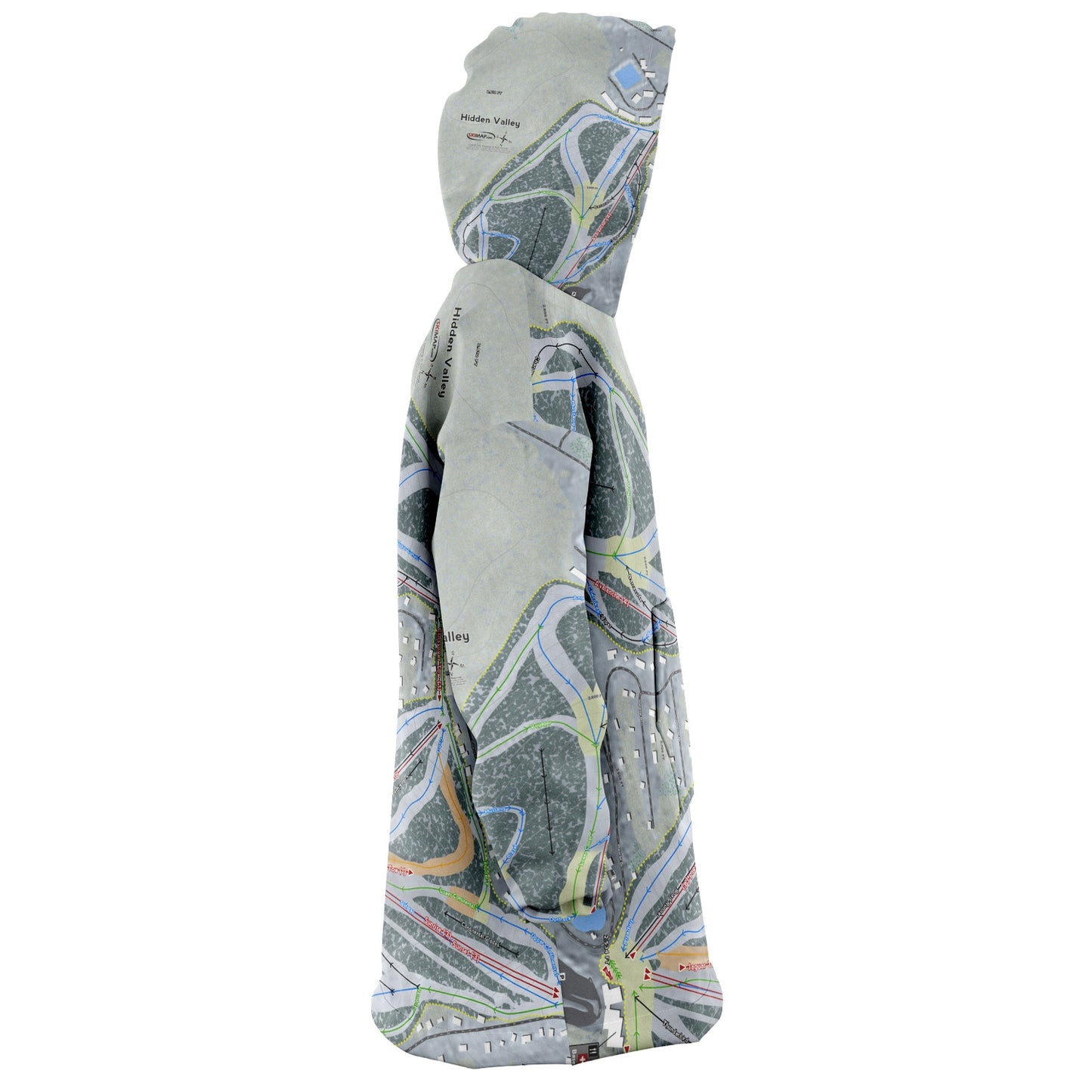 Hidden Valley, Pennsylvania Ski Trail Map Snug Hoodie - Powderaddicts
