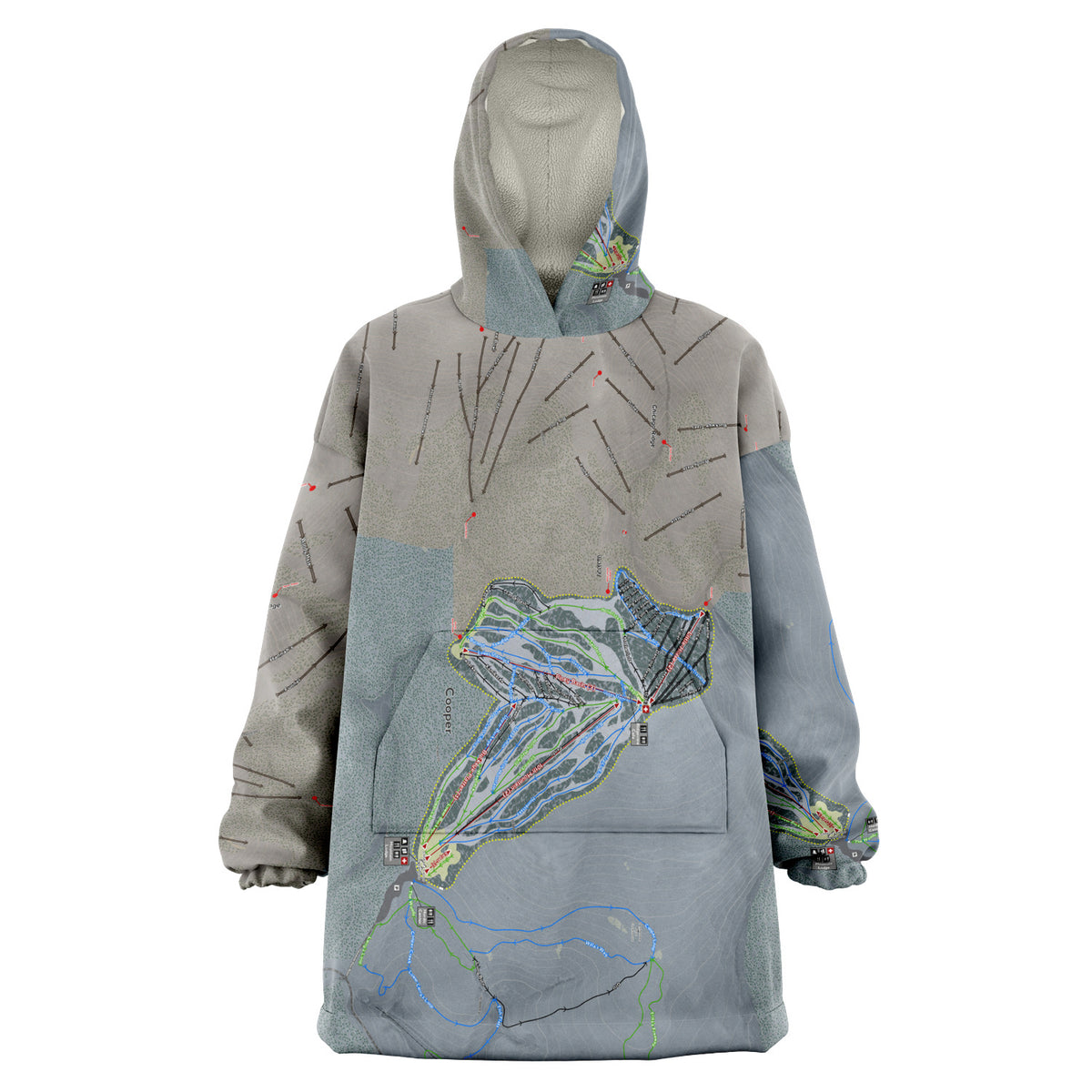 Ski Cooper, Colorado Ski Trail Map - Snug Hoodie