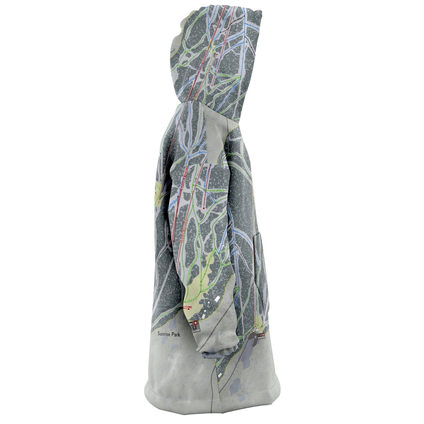 Sunrise Park, Arizona Ski Trail Map Snug Hoodie - Powderaddicts