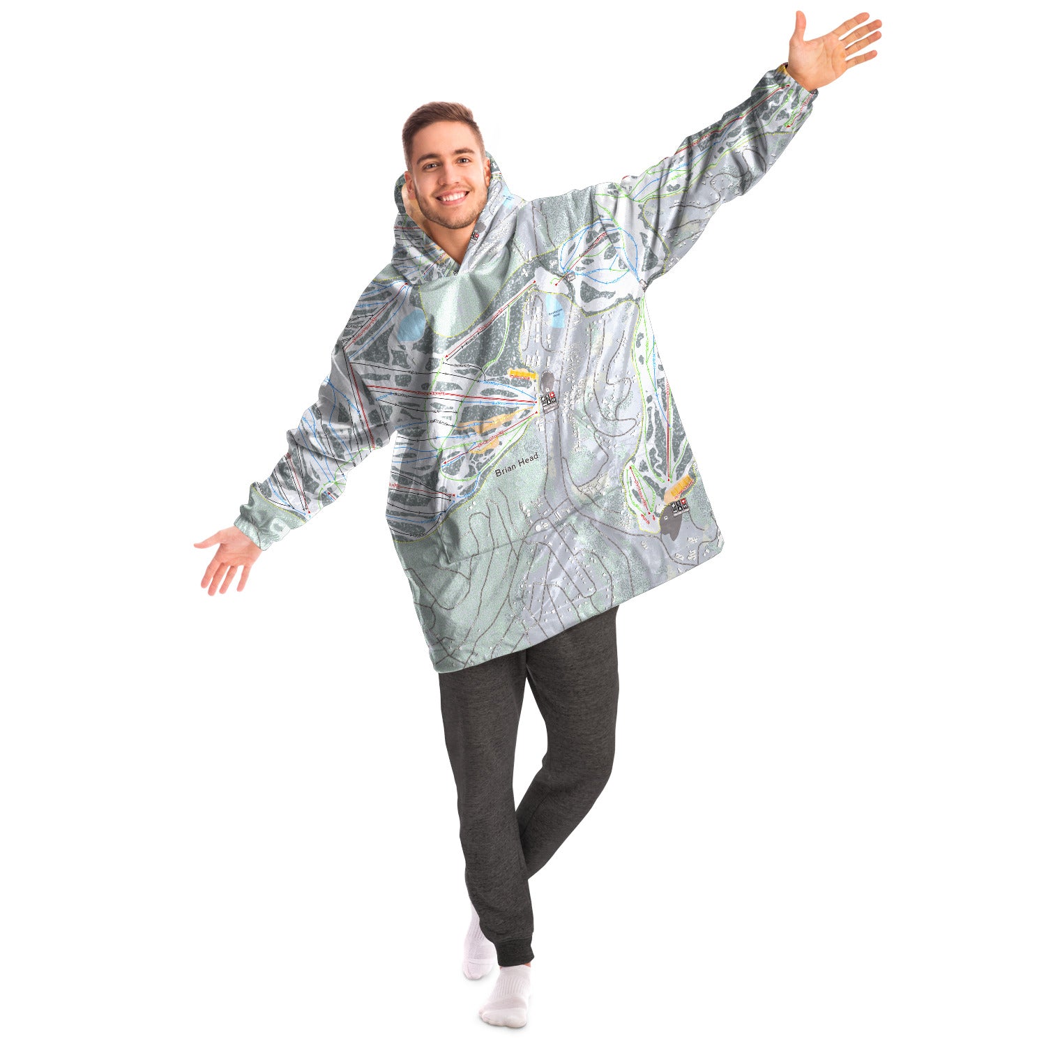 Brian Head, Utah Ski Trail Map - Snug Hoodie - Powderaddicts