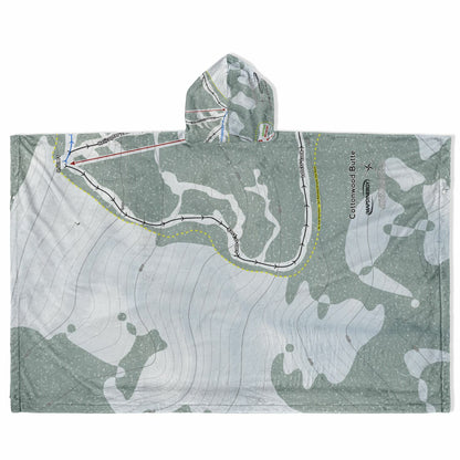 Cottonwood Butte, Idaho Ski Resort Map Flannel Blanket Poncho