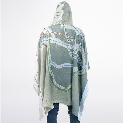 Nitehawk, Alberta Ski Resort Map Flannel Blanket Poncho