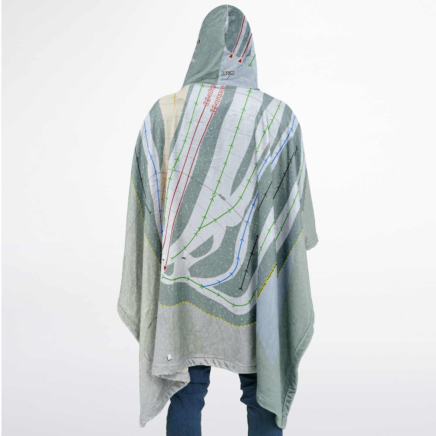 St Raymond, Quebec Ski Resort Map Flannel Blanket Poncho
