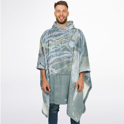 Mt Washington, British Columbia Ski Resort Map Flannel Blanket Poncho