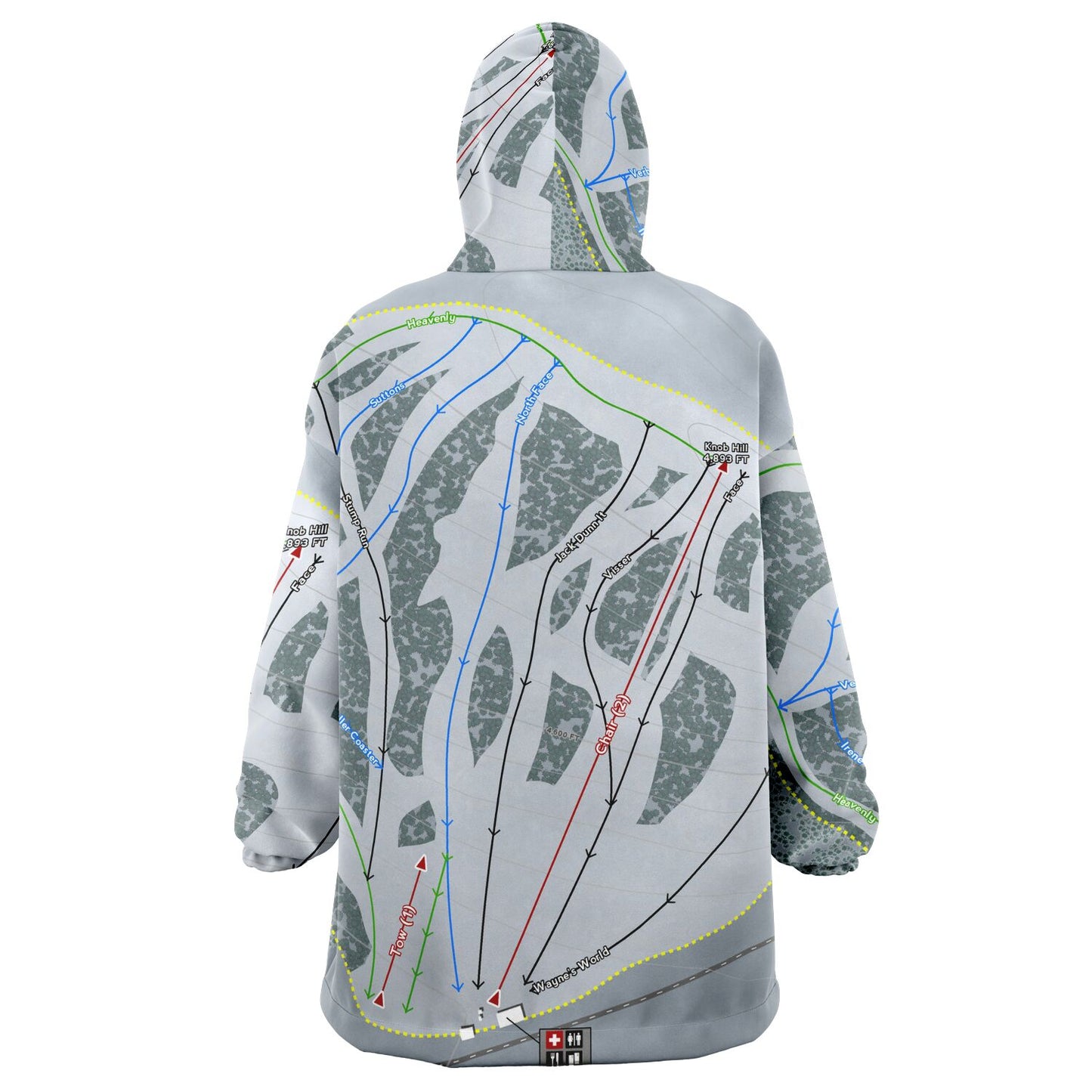 Sitz mark, Washington Ski Trail Map - Snug Hoodie - Powderaddicts
