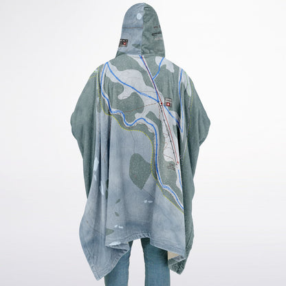 Mt Eyak, Alaska Ski Resort Map Flannel Blanket Poncho