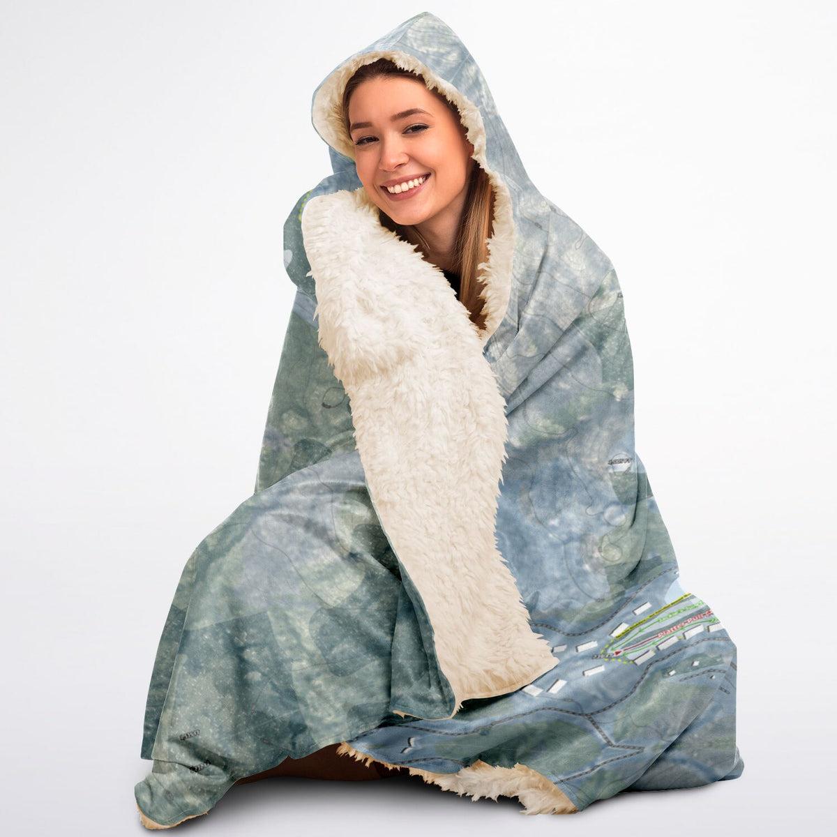 Tenney Mountain, New Hampshire Ski Trail Map - Adult Hooded Blanket