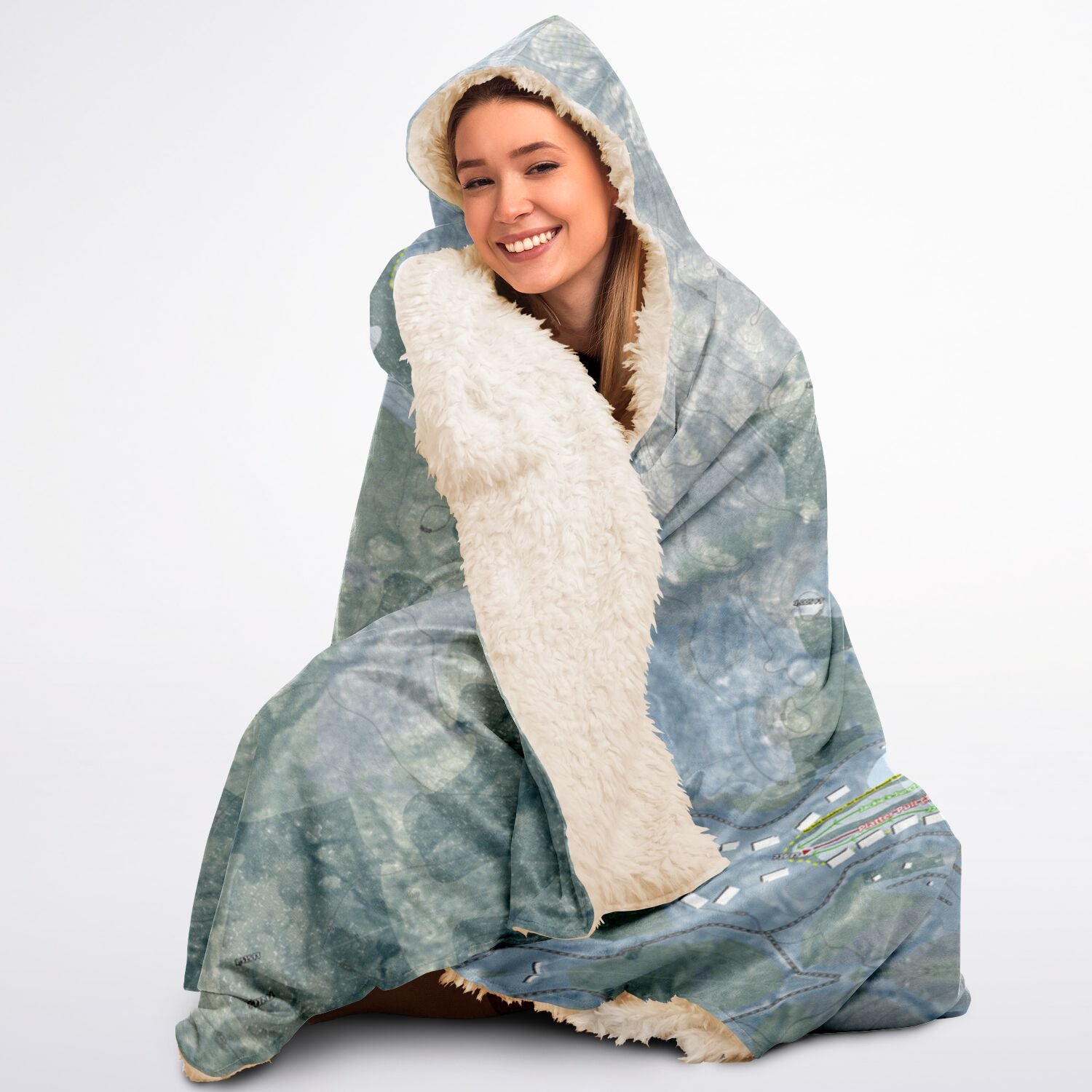 Tenney Mountain, New Hampshire Ski Trail Map - Adult Hooded Blanket