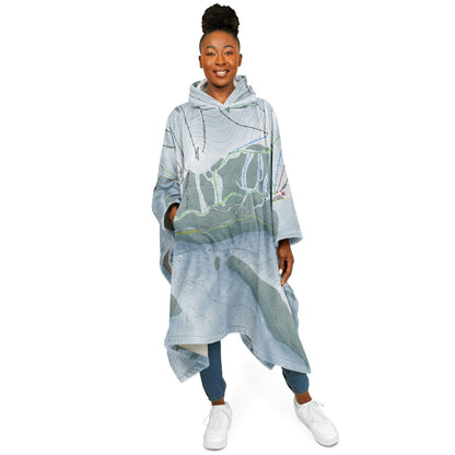 Soldier Mountain, Idaho Ski Resort Map Flannel Blanket Poncho