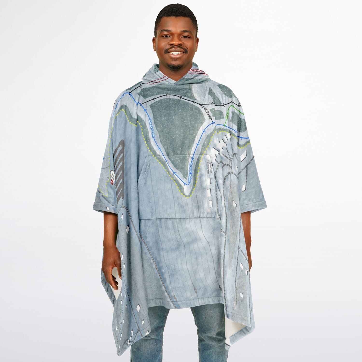 Eagle Rock, Pennsylvania Ski Resort Map Flannel Blanket Poncho