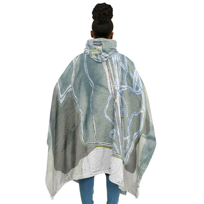 Bigrock Mountain, Maine Ski Resort Map Flannel Blanket Poncho