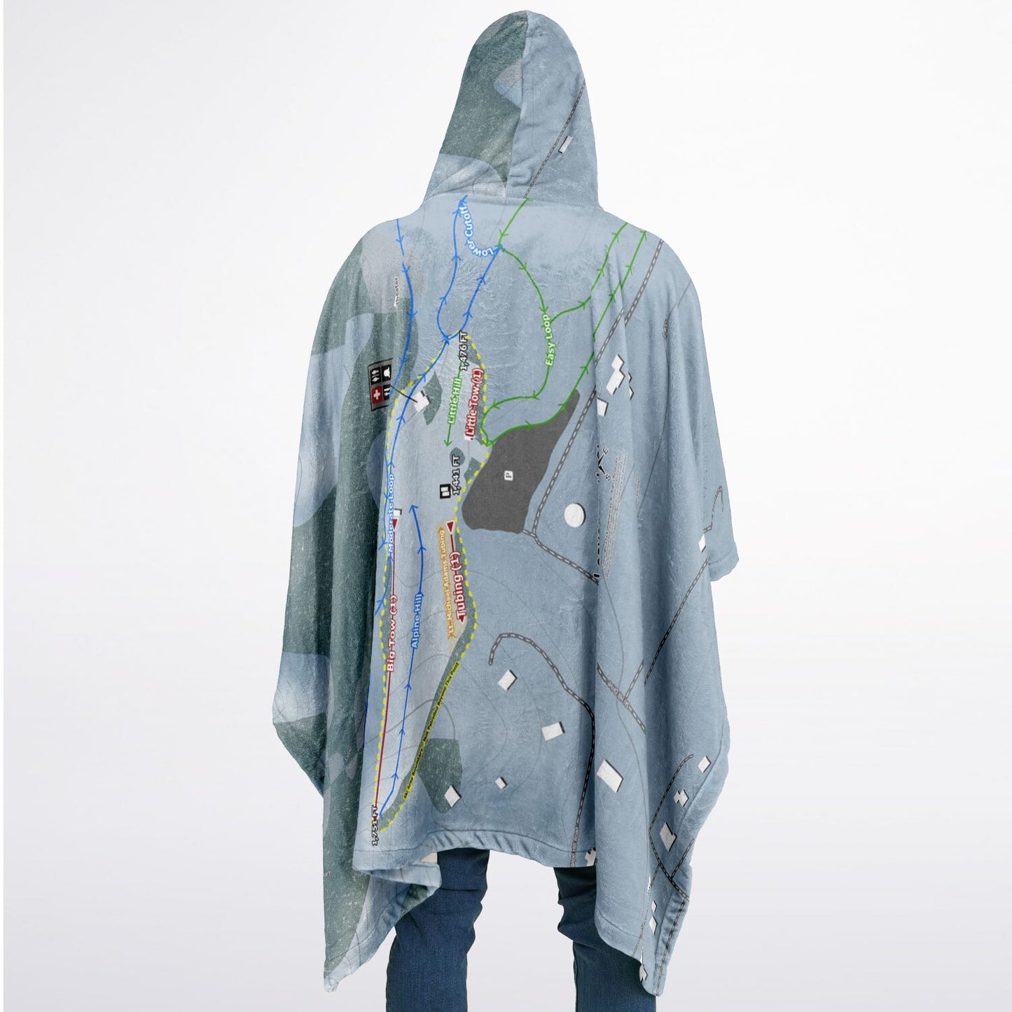 Leavenworth Ski Hill, Washington Ski Resort Map Flannel Blanket Poncho