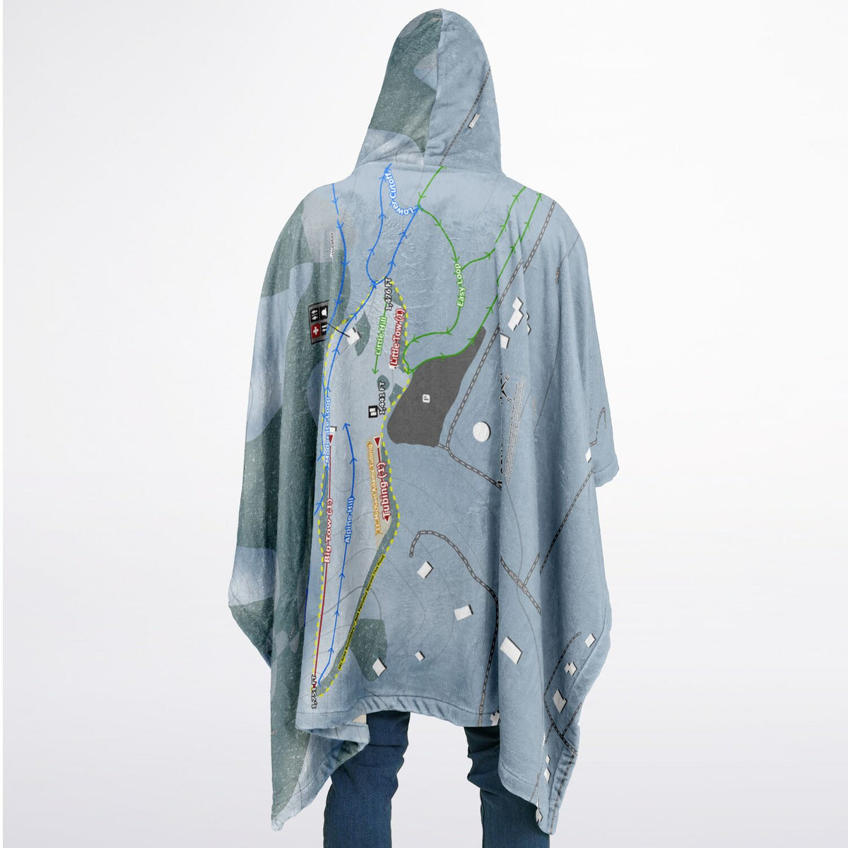 Leavenworth Ski Hill, Washington Ski Resort Map Flannel Blanket Poncho