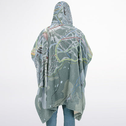 Mt Washington, British Columbia Ski Resort Map Flannel Blanket Poncho