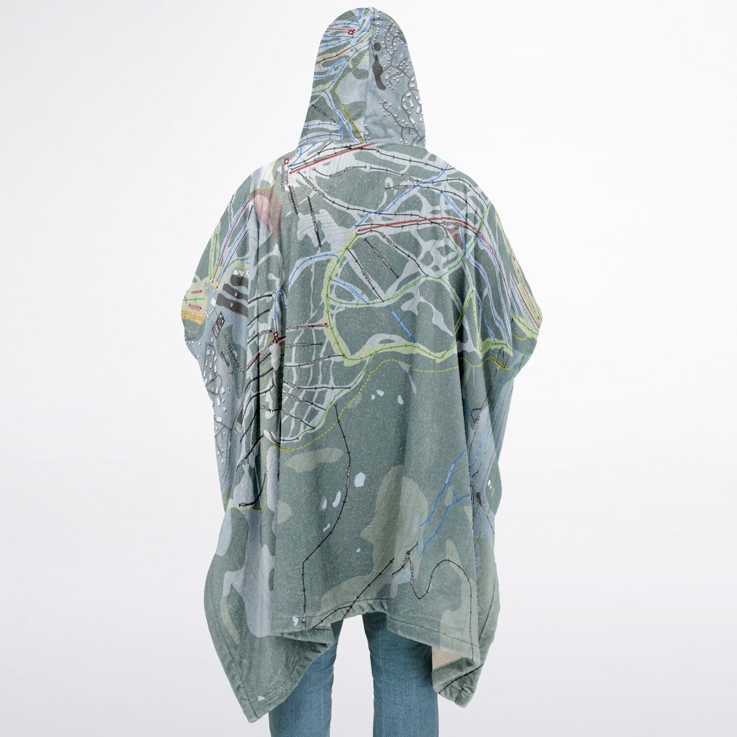 Mt Washington, British Columbia Ski Resort Map Flannel Blanket Poncho
