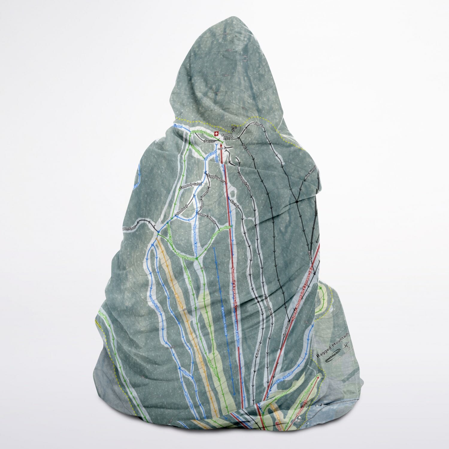 Ragged Mountain, New Hampshire Ski Trail Map - Adult Hooded Blanket