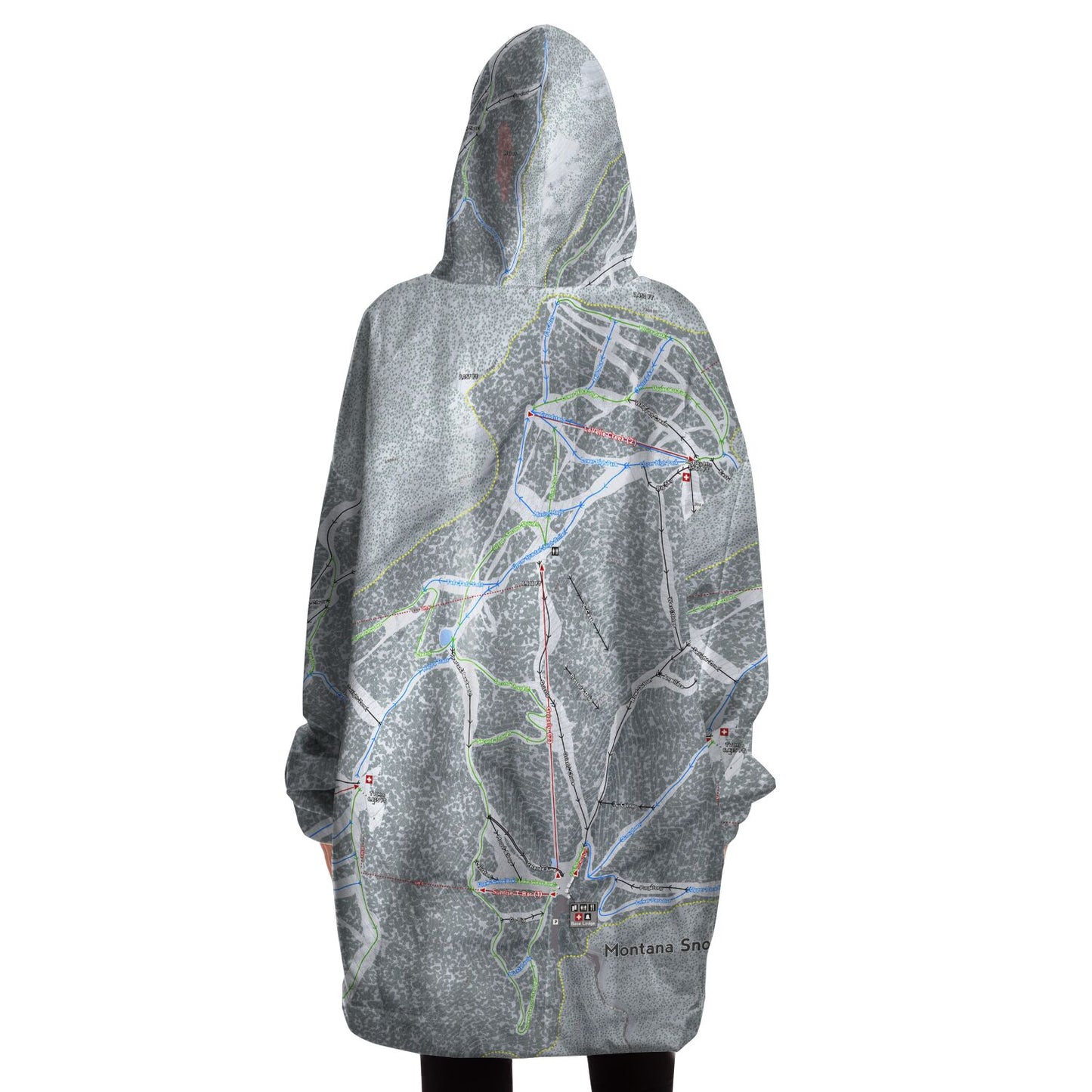 Montana Snowbowl, Montana Ski Trail Map Snug Hoodie - Powderaddicts