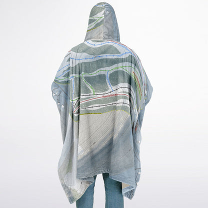 Song Mountain, New York Ski Resort Map Flannel Blanket Poncho
