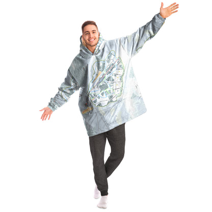 Magic Mountain, Idaho Ski Trail Map Snug Hoodie - Powderaddicts