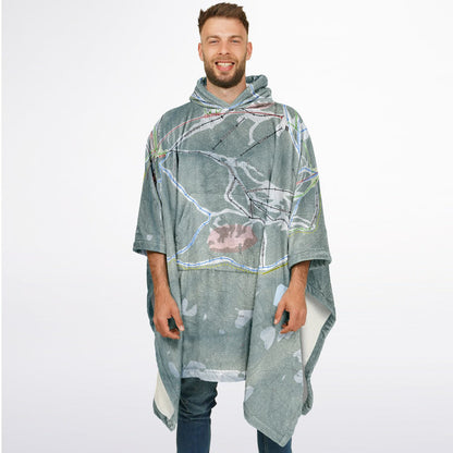 Montana Snowbowl, Montana Ski Resort Map Flannel Blanket Poncho