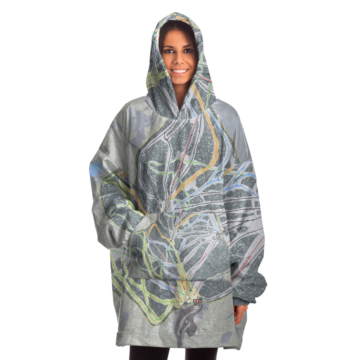 Mt. Shasta, California Ski Trail Map - Snug Hoodie