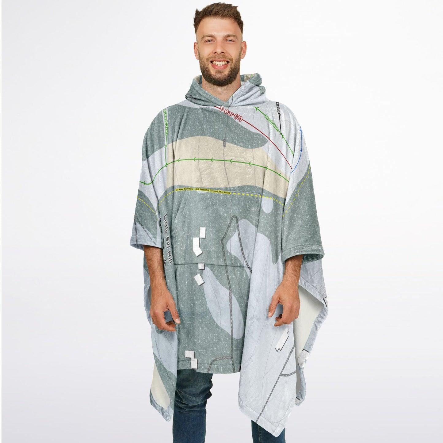 Little Ski Hill, Idaho Ski Resort Map Flannel Blanket Poncho