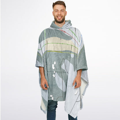 Little Ski Hill, Idaho Ski Resort Map Flannel Blanket Poncho
