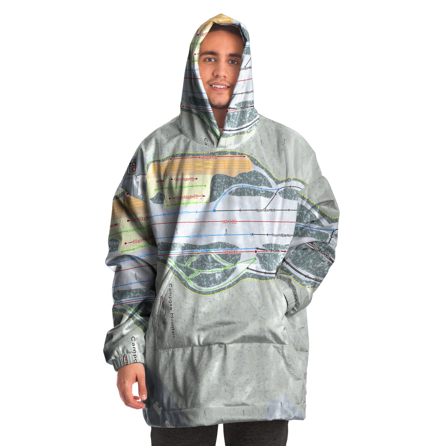 Campgaw Mountain, New Jersey  Ski Trail Map - Snug Hoodie