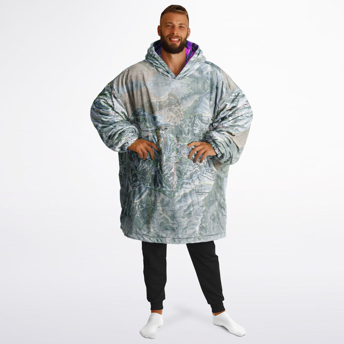 Powder Mountain, Utah Ski Resort Map Reversible Snug Hoodie