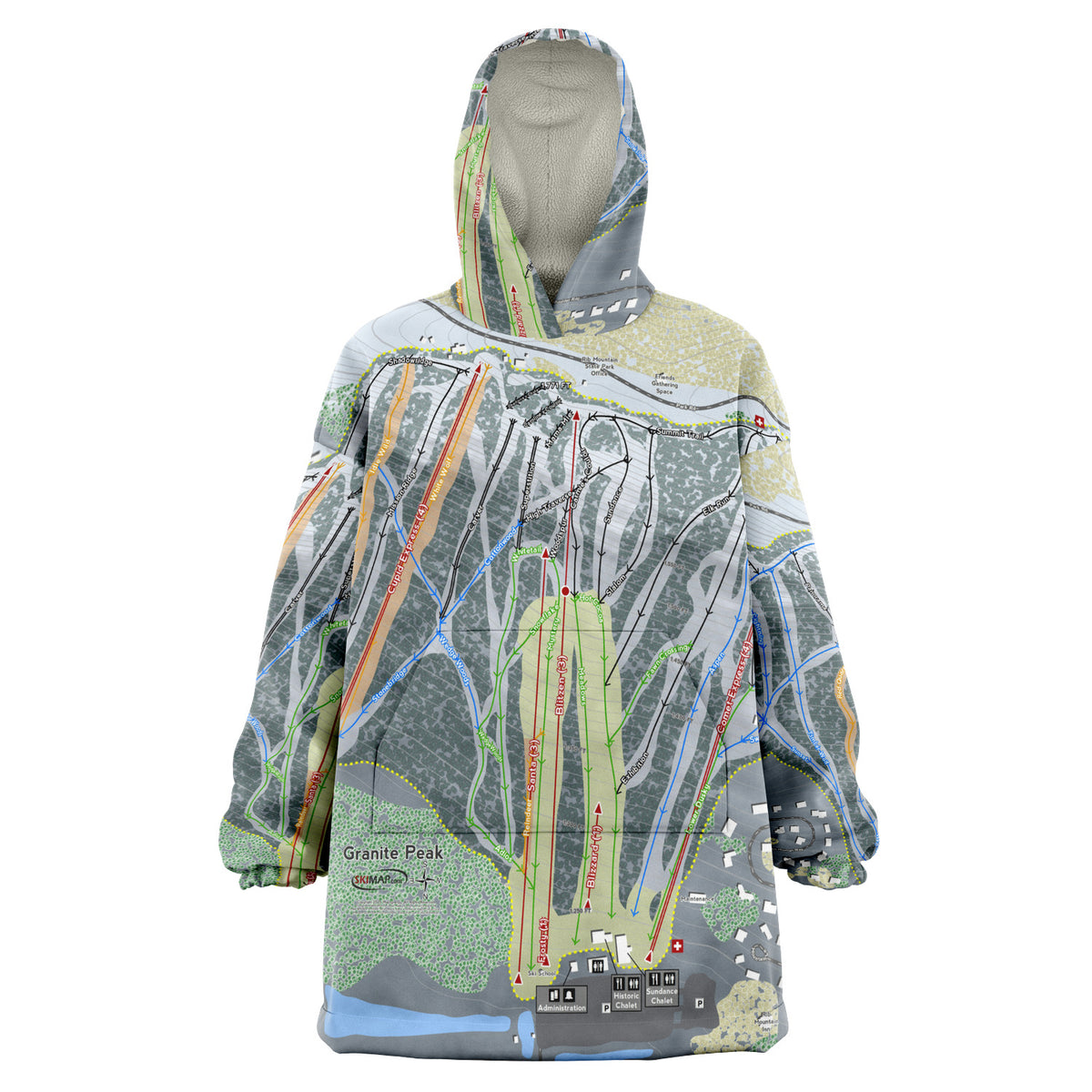 Granite Peak, Wisconsin Ski Trail Map - Snug Hoodie