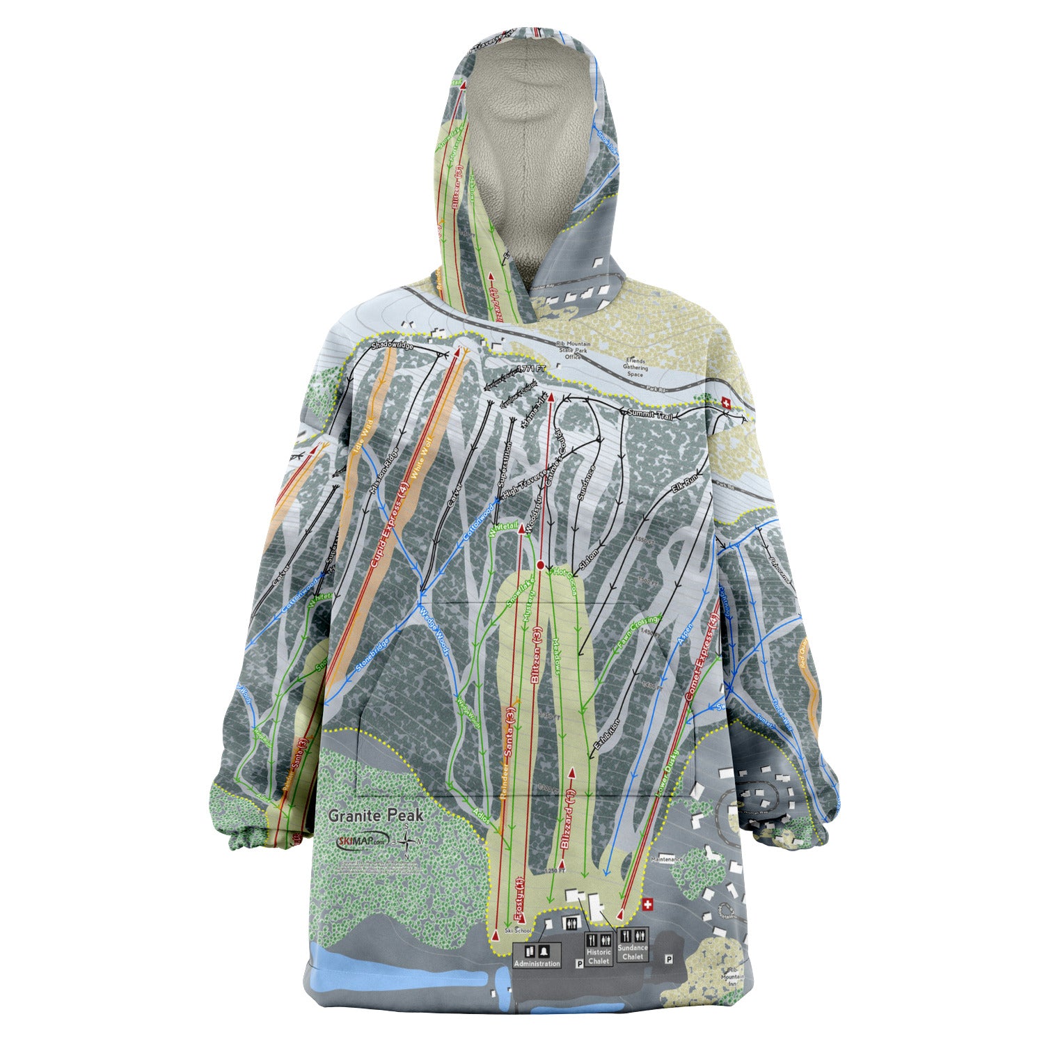 Granite Peak, Wisconsin Ski Trail Map - Snug Hoodie