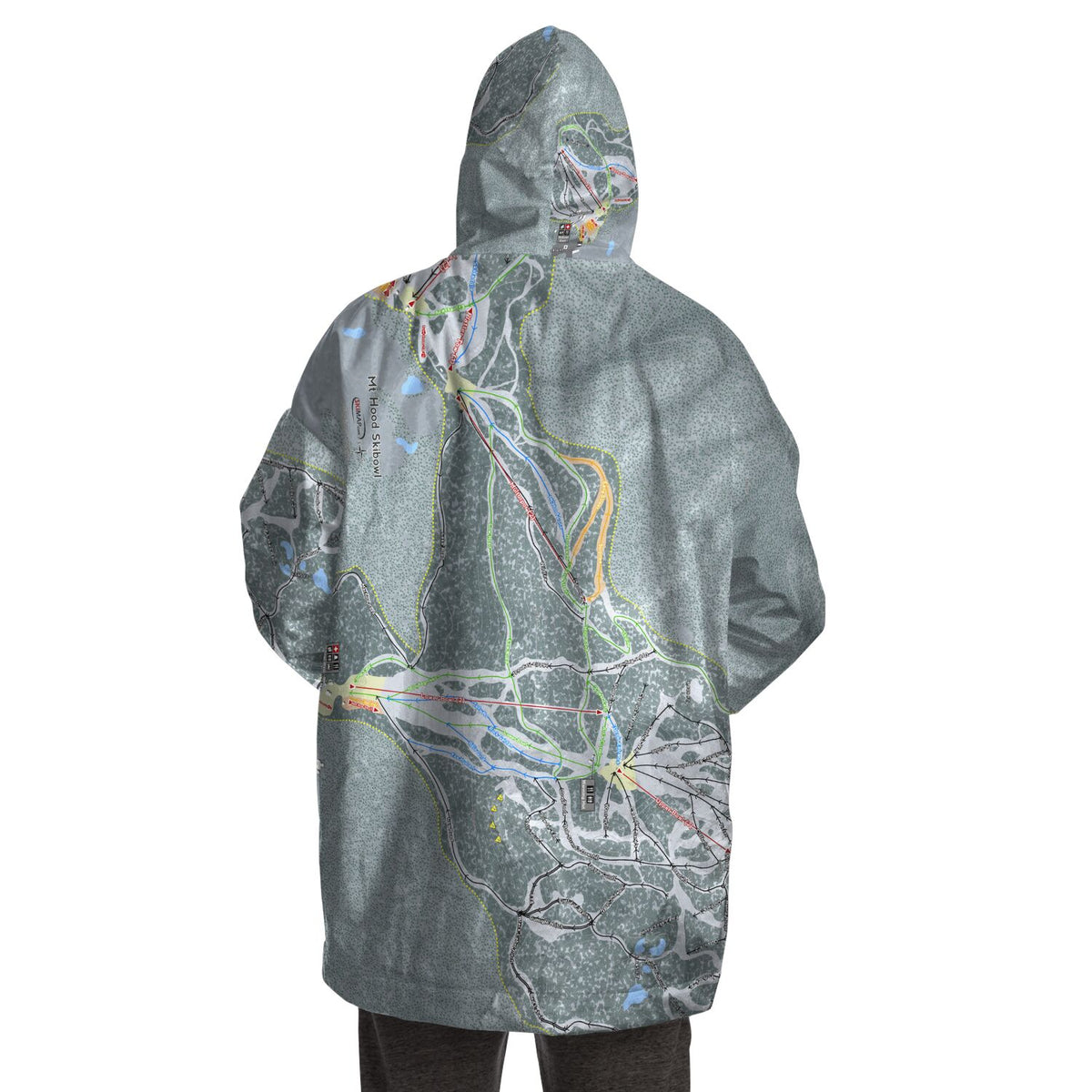 Mt. Hood Ski Bowl, Oregon Ski Trail Map - Snug Hoodie