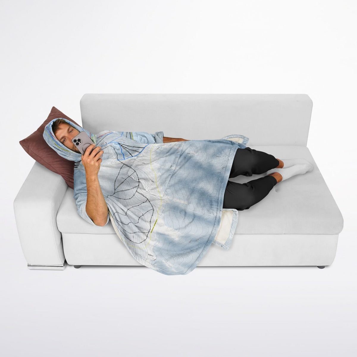 The Remarkables, New Zealand Ski Resort Map Flannel Blanket Poncho