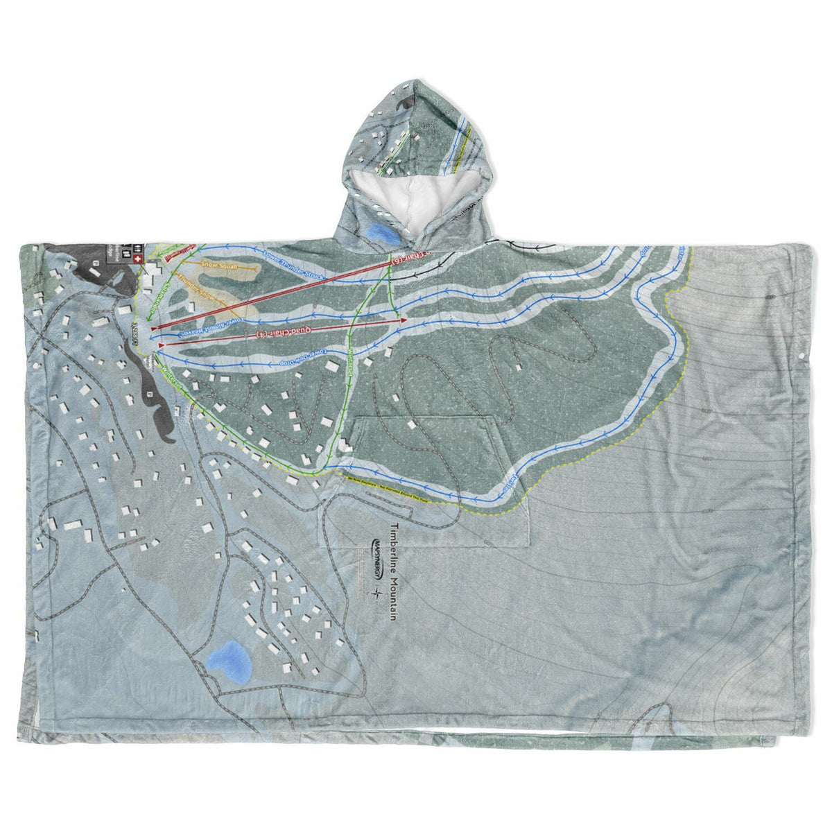 Timberline Mountain, West Virginia Ski Resort Map Flannel Blanket Poncho