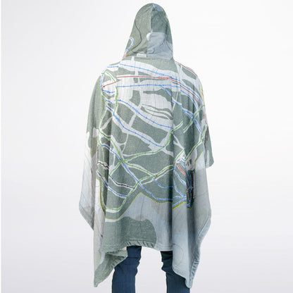 Mt Timothy, British Columbia Ski Resort Map Flannel Blanket Poncho