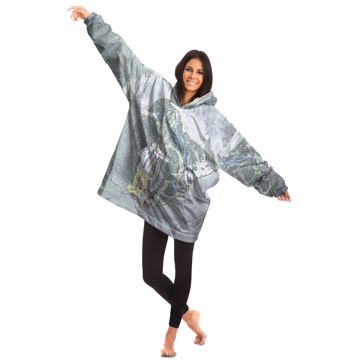Antelope Butte, Wyoming Ski Trail Map Snug Hoodie