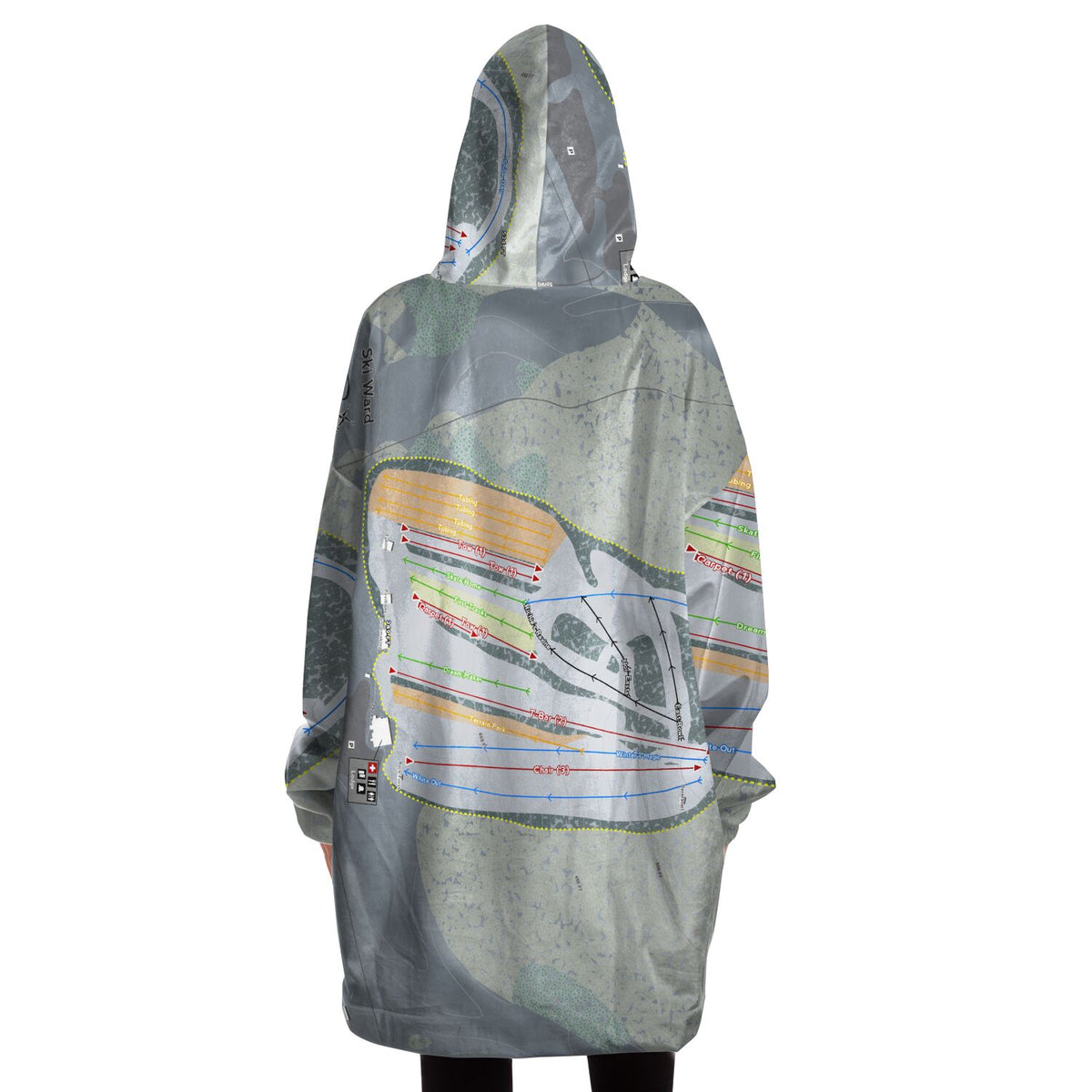 Ski Ward, Massachusetts Ski Trail Map Snug Hoodie