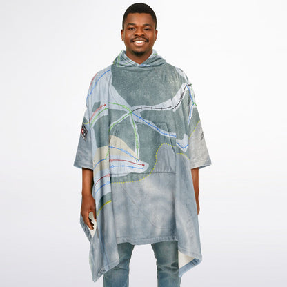McCauley Mountain, New York Ski Resort Map Flannel Blanket Poncho