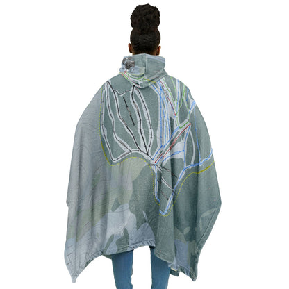 Shames Mountain, British Columbia Ski Resort Map Flannel Blanket Poncho