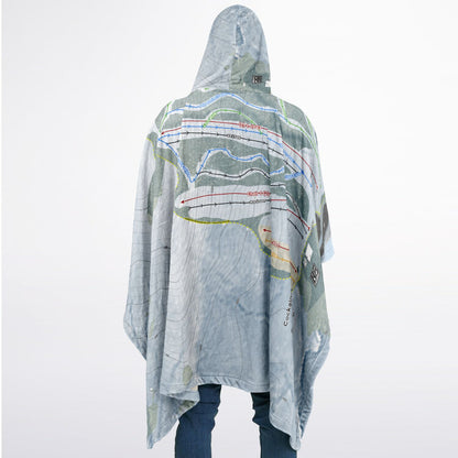 Cockaigne, New York Ski Resort Map Flannel Blanket Poncho