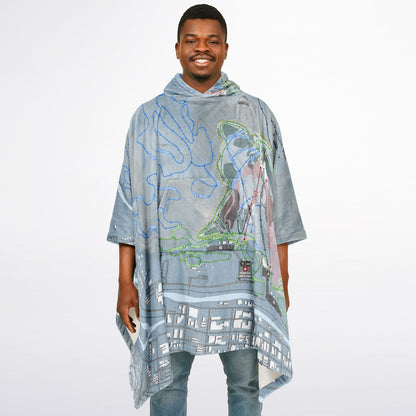 Howelsen Hill, Colorado Ski Resort Map Flannel Blanket Poncho